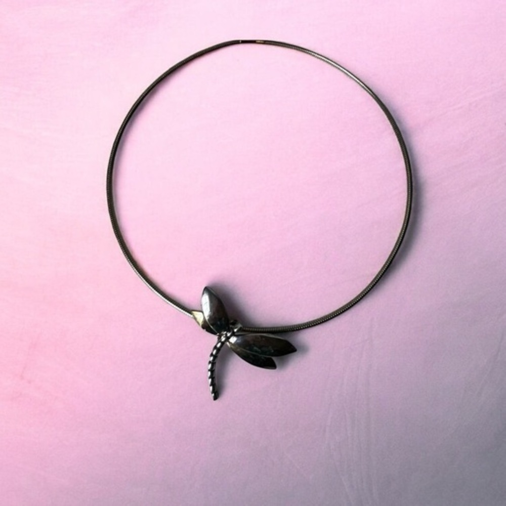 Elegant Silver Dragonfly Necklace vintage